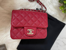 Load image into Gallery viewer, CHANEL 17B Red Caviar Square Mini Classic Flap