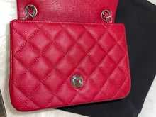 Load image into Gallery viewer, CHANEL 17B Red Caviar Square Mini Classic Flap