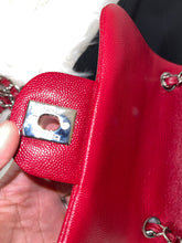 Load image into Gallery viewer, CHANEL 17B Red Caviar Square Mini Classic Flap