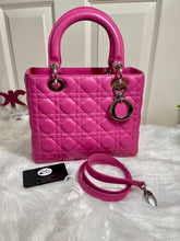 Load image into Gallery viewer, CHRISTIAN DIOR Lambskin Cannage Medium Lady Dior Pink