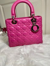 Load image into Gallery viewer, CHRISTIAN DIOR Lambskin Cannage Medium Lady Dior Pink