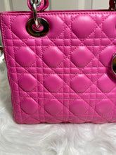 Load image into Gallery viewer, CHRISTIAN DIOR Lambskin Cannage Medium Lady Dior Pink