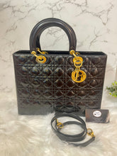 Load image into Gallery viewer, CHRISTIAN DIOR Lady Dior Black Patent Large
