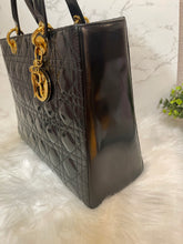 Load image into Gallery viewer, CHRISTIAN DIOR Lady Dior Black Patent Large
