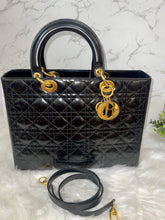 Load image into Gallery viewer, CHRISTIAN DIOR Lady Dior Black Patent Large

