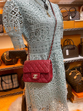 Load image into Gallery viewer, CHANEL 17B Red Caviar Square Mini Classic Flap
