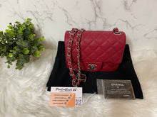 Load image into Gallery viewer, CHANEL 17B Red Caviar Square Mini Classic Flap
