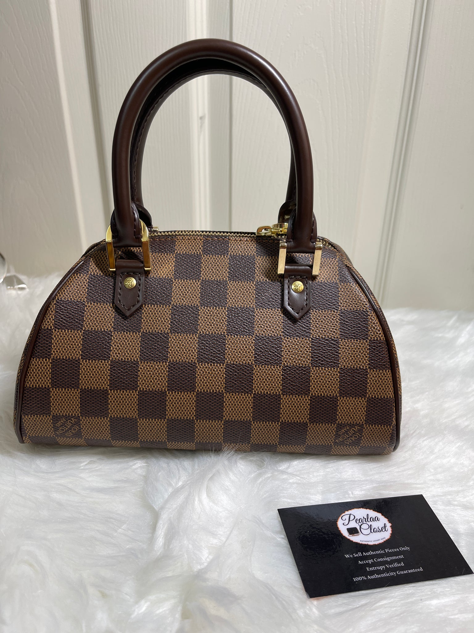 LOUIS VUITTON Ribera PM Mini Bag Damier Ebene Brown Messenger Bag