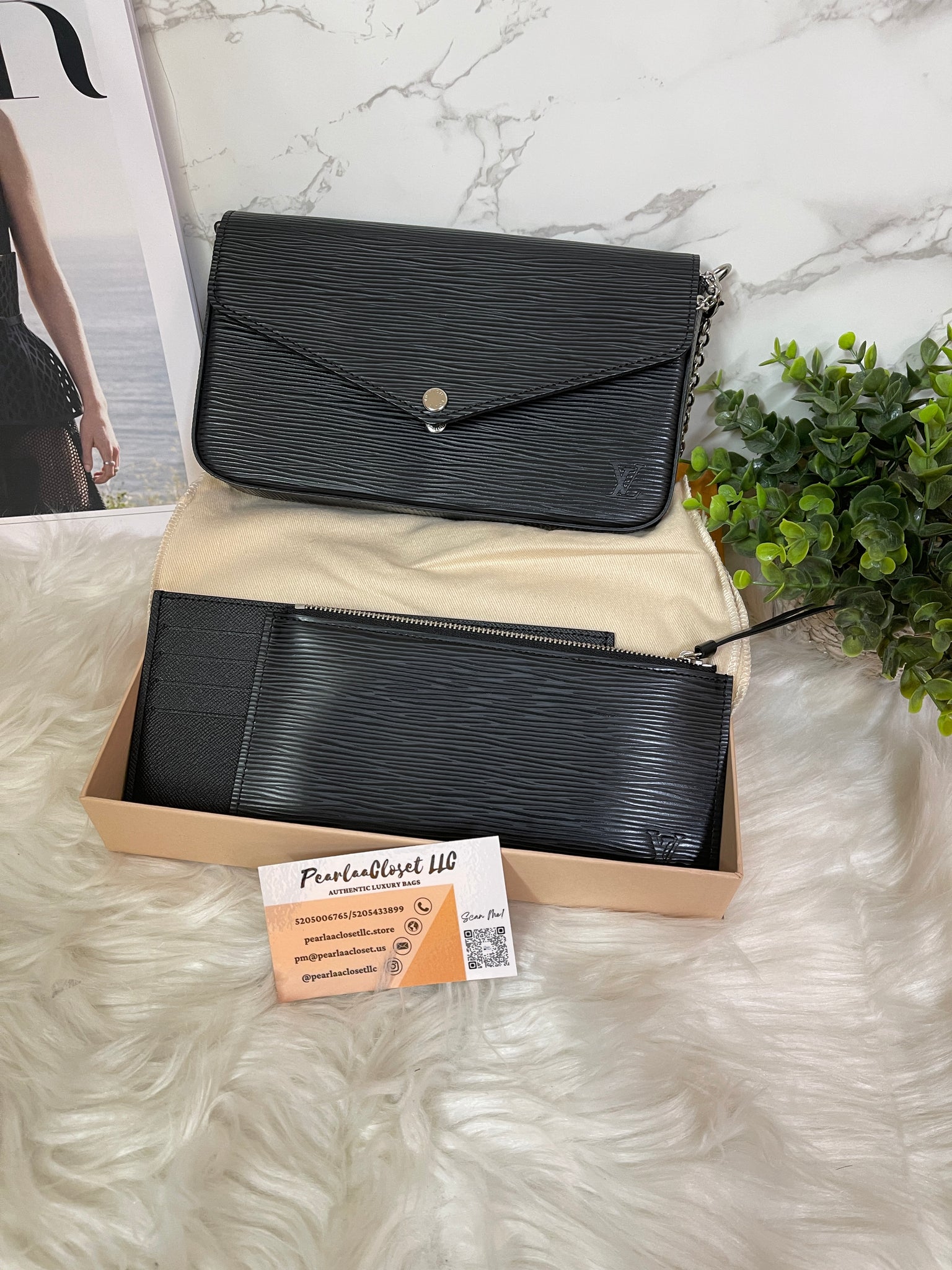 Louis Vuitton, Bags, Authentic Lv Black Epi Leather Pochette