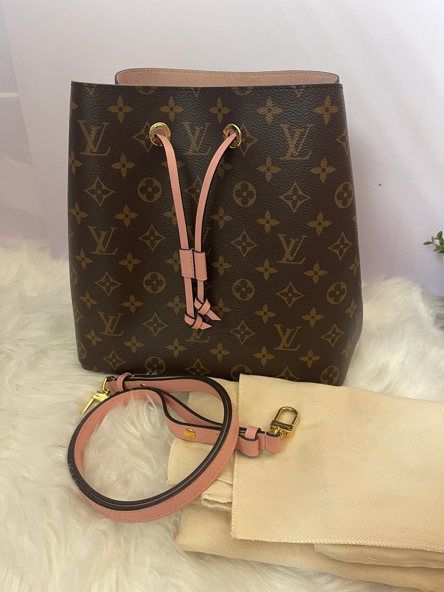 Louis Vuitton Neverfull Mm In Prune Rose Poudre