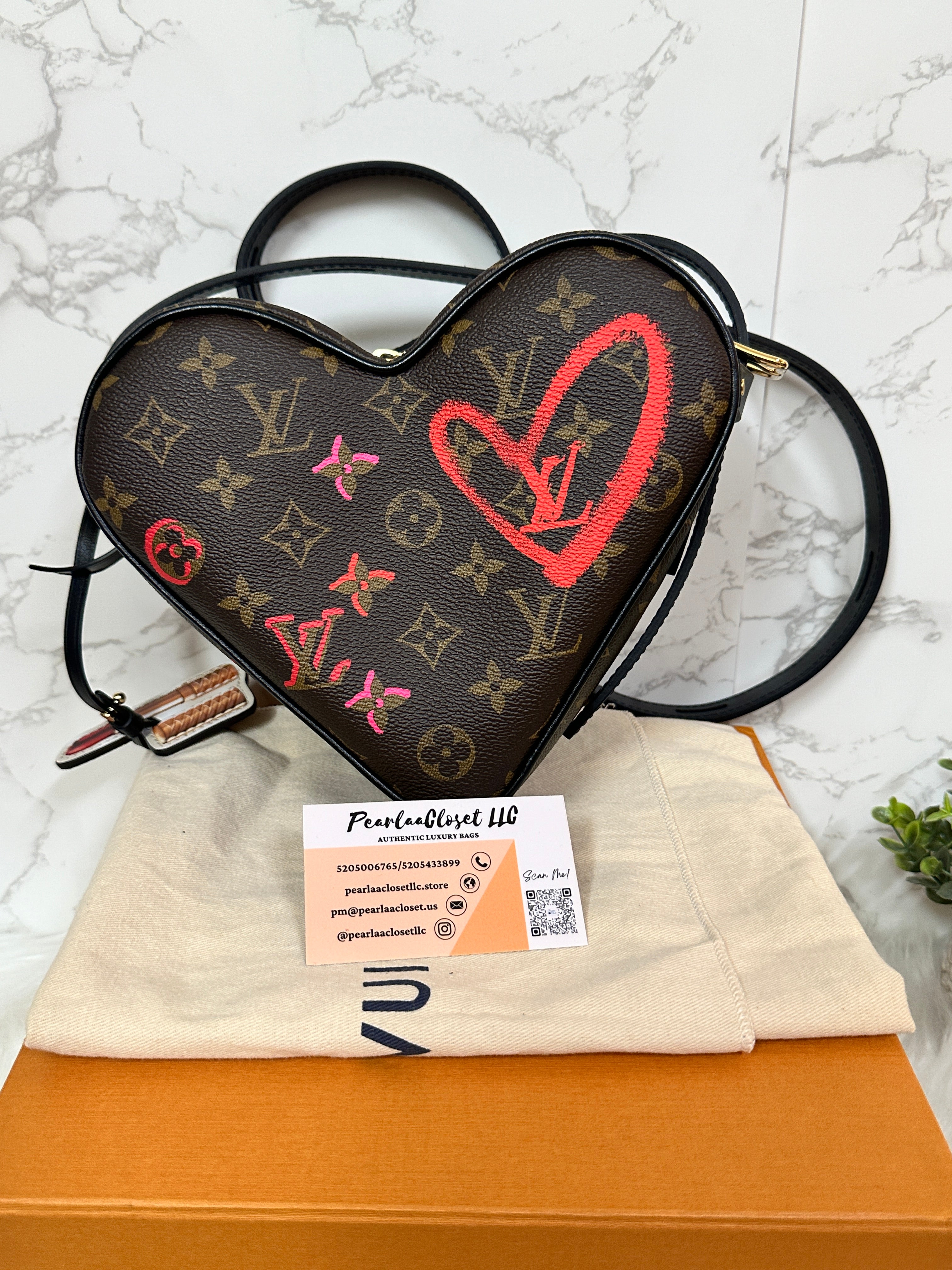 Louis Vuitton Fall in Love Red Monogram Lambskin Sac Coeur Heart Bag on Chain