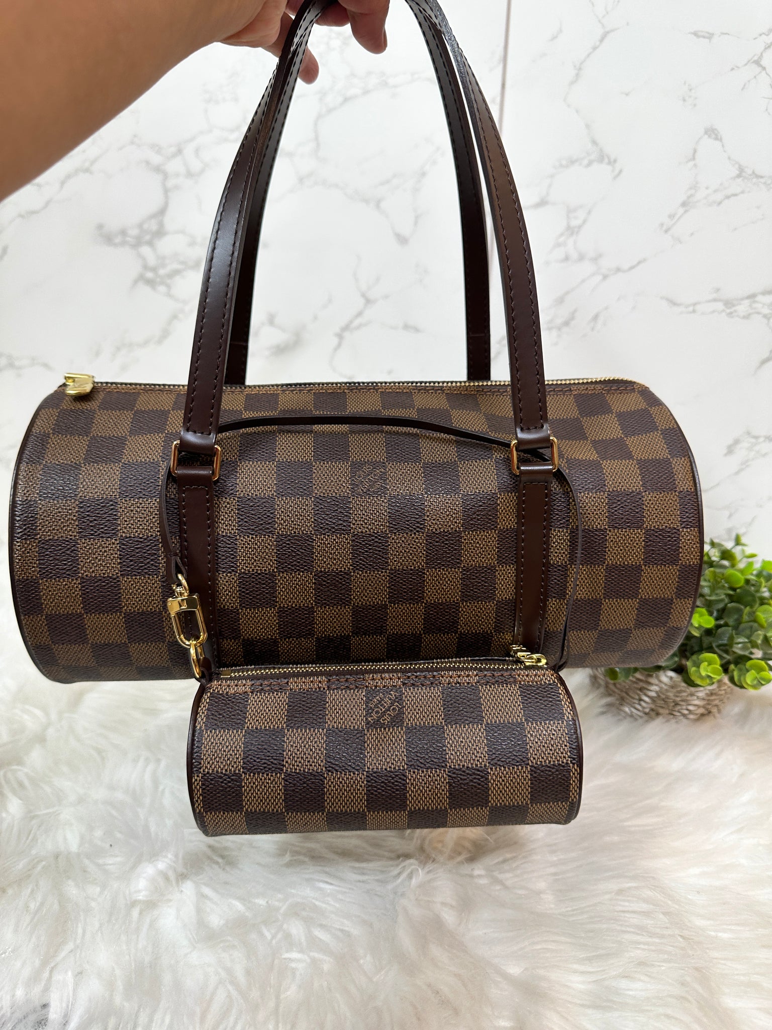 Louis-Vuitton-Damier-Papillon-30-Hand-Bag-&-Pouch-Brown-N51303
