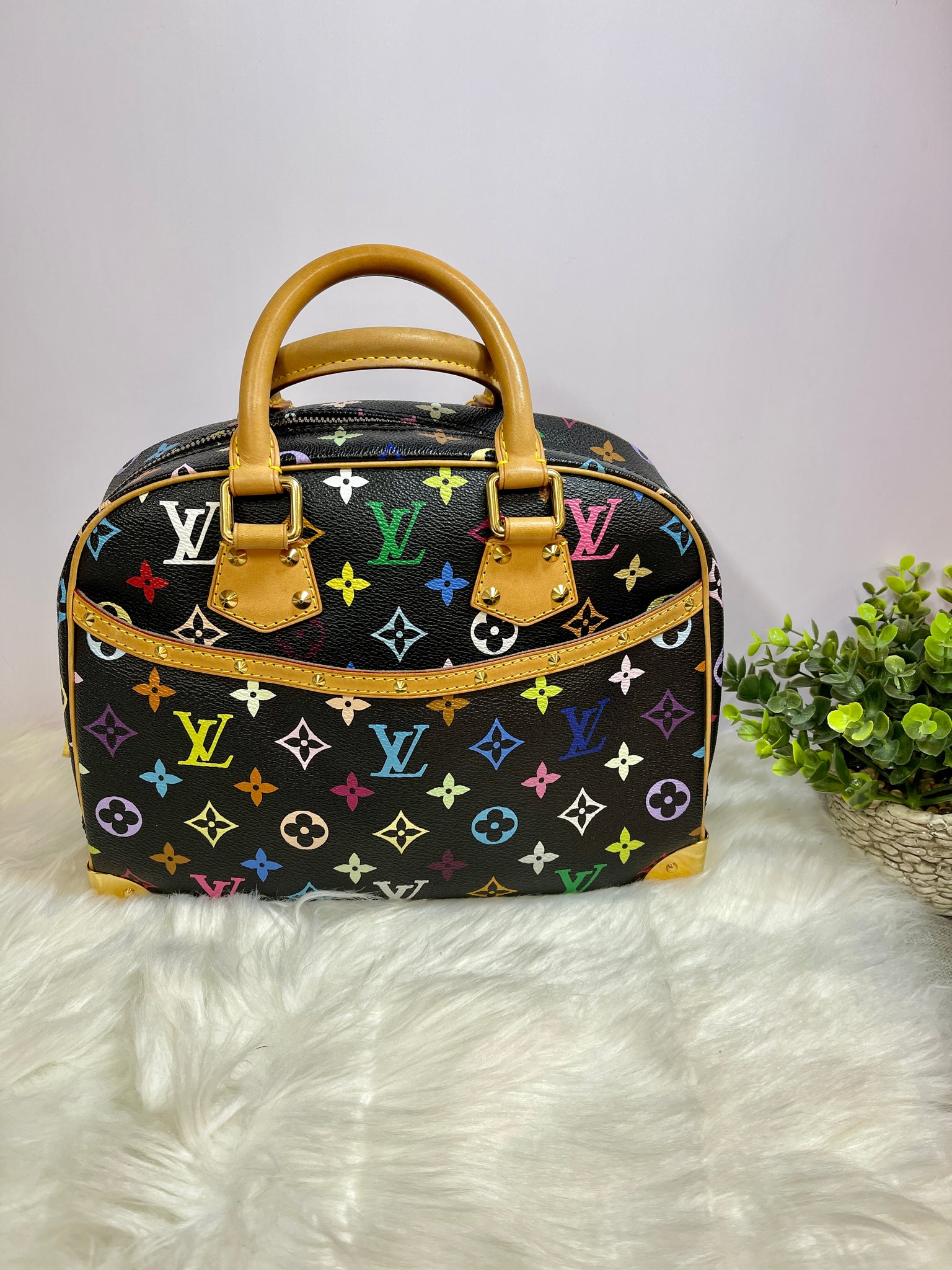 Louis Vuitton Black Monogram Multicolore Trouville Handle Bag at