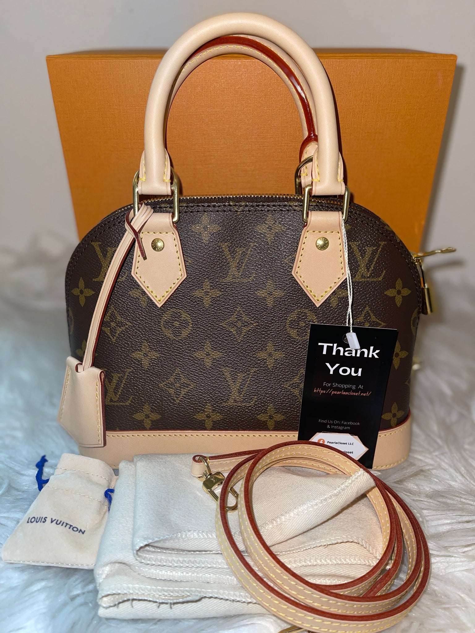Louis Vuitton Louis Vuitton Alma BB Monogram Canvas Hand Bag + Strap
