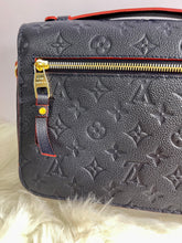 Load image into Gallery viewer, LOUIS VUITTON Blue Monogram Empreinte Leather Pochette Metis
