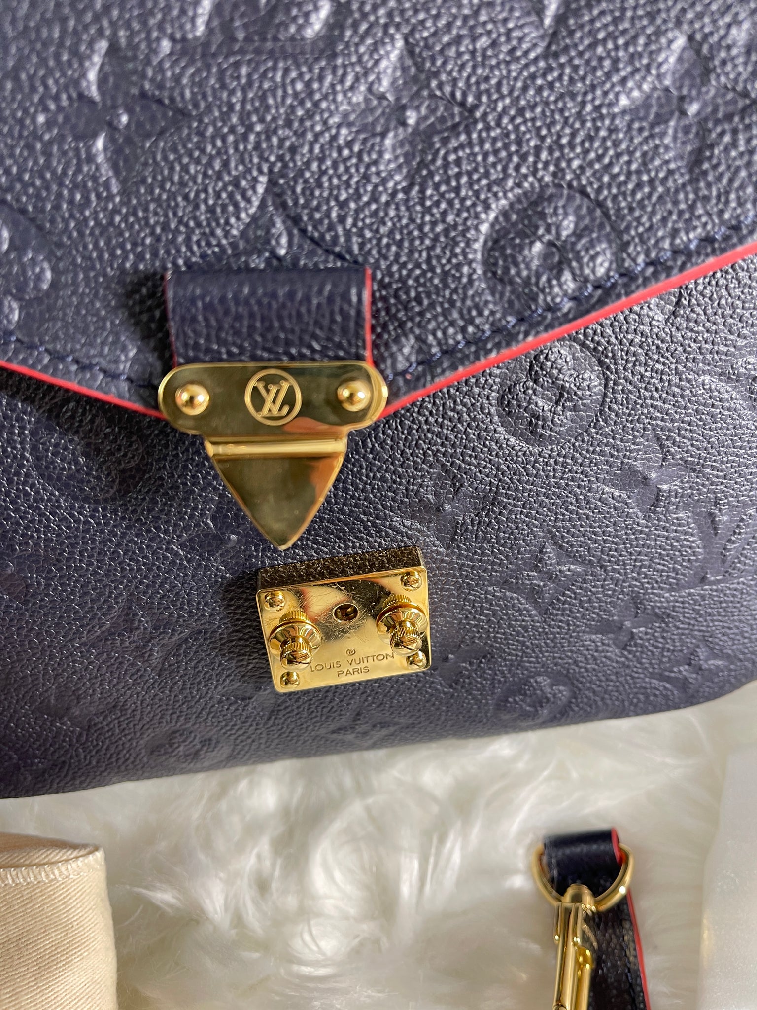 Louis Vuitton Red Monogram Empreinte Pochette Metis Gold Hardware